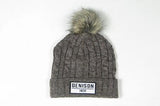 League Marled Faux Fur Pom Cable Beanie (2 colors)-hats-knitted-Shop Denison