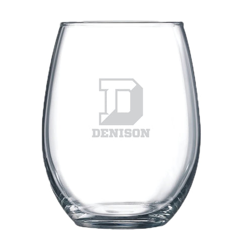 Etched Stemless Wine Glass