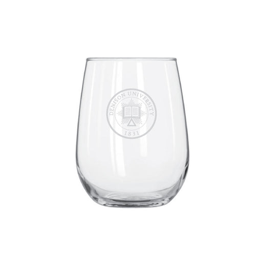 Etched Stemless Wine Glass