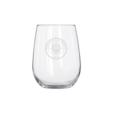 Etched Stemless Wine Glass
